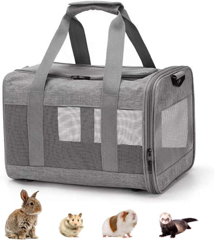 kathson Small Animal Carrier Bag, Guinea Pig Rabbit Travel Carrier Breathable Mesh Window Pet Portable Hand Bag for Hamster Bird Bunny Bearded Dragon Kitty and Etc (Grey)