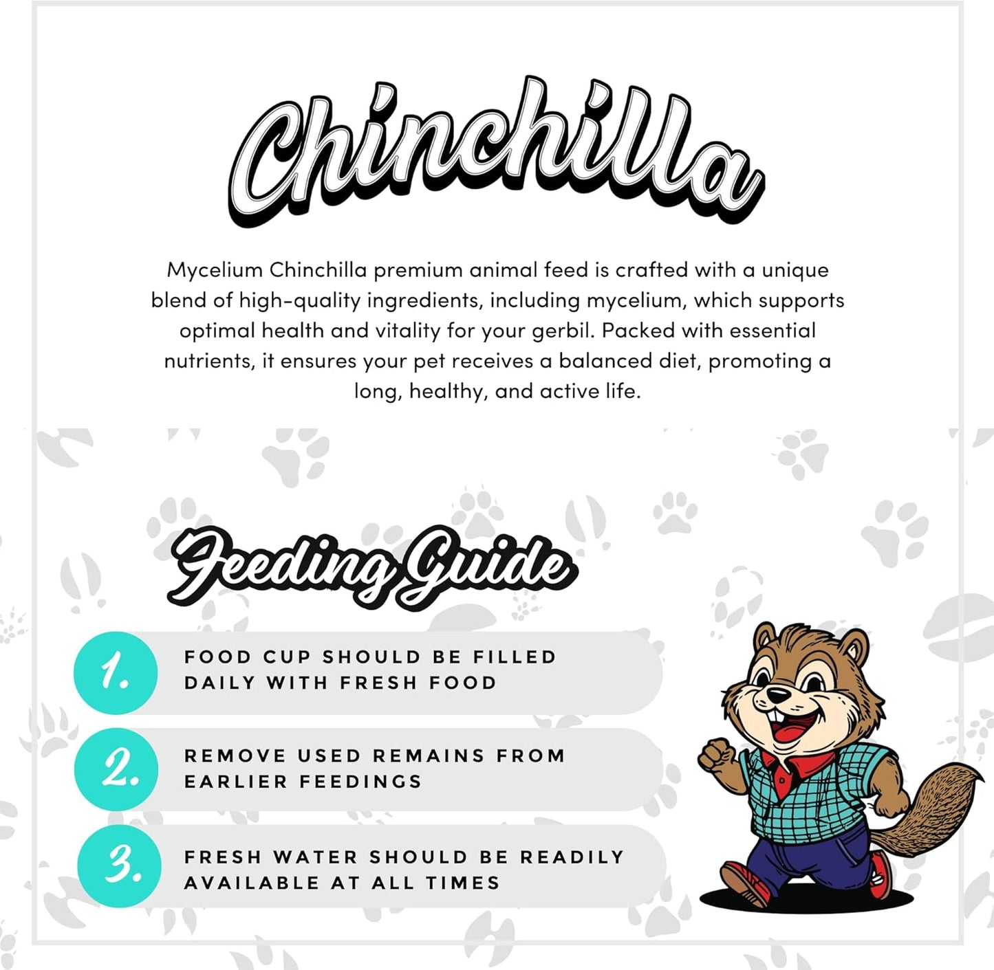 Mycelium Premium Chinchilla Feed – Organic, Non-GMO, High Nutritional Value Food for Chinchillas, Sourced from Local USA Farms, Sustainable Farming, 5 lbs