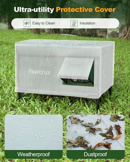 Weatherproof Heated Cat House for Outdoor in Winter, Heated Cat Bed Kitty Shelter with Cat Heating Pad, Insulated & Safe Escape Door, Warm House for Outside Stray Cat (Green, 17.7"x25.5"x17.9")