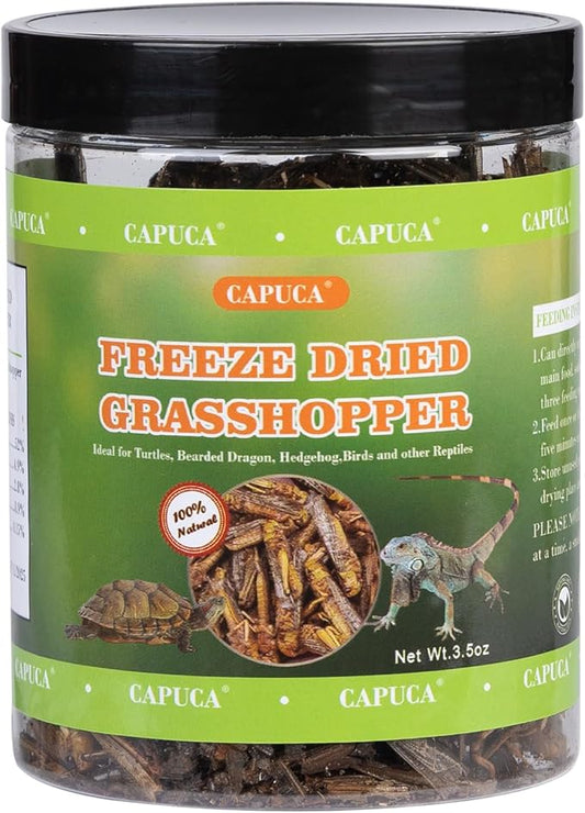 Dried Grasshoppers Reptile Food All Natural - High Protein Dried Insects Treats for Bearded Dragons Turtles Geckos Lizards Hedgehogs Chameleon Birds（3.5 OZ）