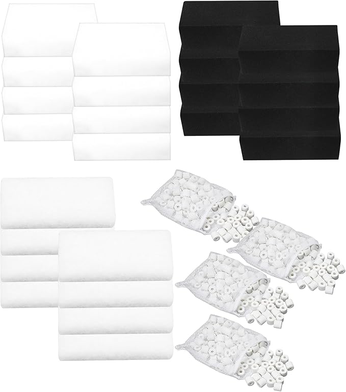 8 Set Three-Stage Filters Media Maintenance Kit for AquaClear 70 Power Filter, for 40-70 Gallon Aquariums with Bio Sponge Filter Media, Foam Filter Pads, Water Polishing Pads, 2KG BioMax Media