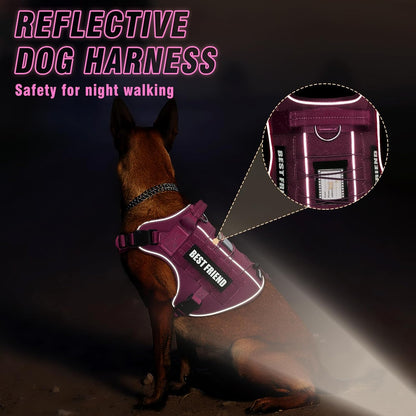 Tactical Dog Harness for Large Dogs,No Pull Military Dog Vest with Handle,Reflective Heavy Duty Pet Harness for K9 Working Walking Hiking Training Pink XL
