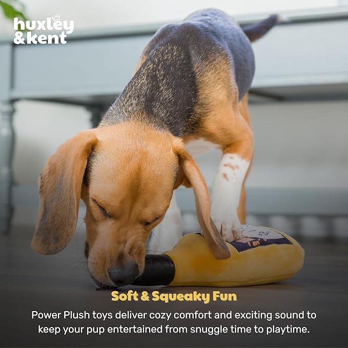 Huxley & Kent Halloween Funny Dog Toy w/Squeaker – Power Plush Squeaky Dog Toys for Small, Medium & Large Dogs – Soft Stuffed Animal for Indoor Play & Fetch - Bottle of Booz, One Size