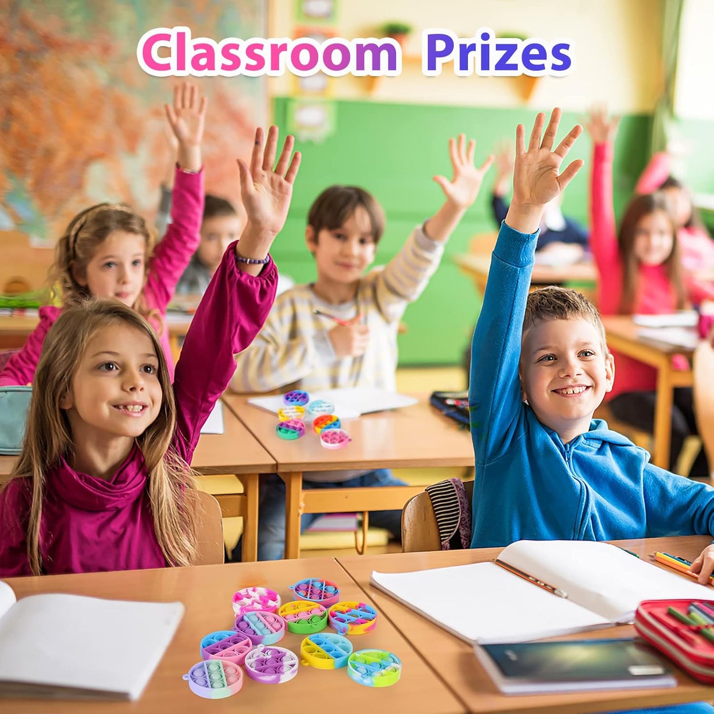 Pop Fidget Toys Bulk Its Party Favors for Kids 4-8 8-12 30 PCS Mini Pop Keychain It Sensory Fidget Toy Pack Fidgets for Classroom Prizes Students Kids Carnival Birthday Goodie Bag Stuffers Fillers