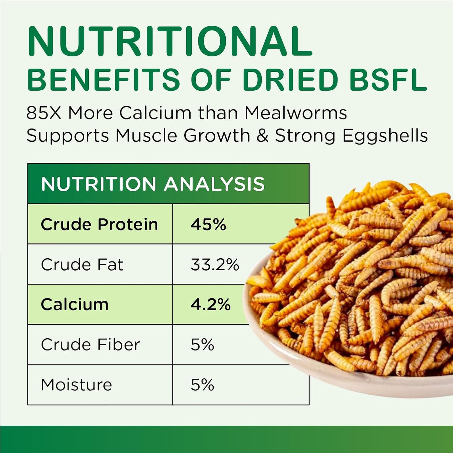 Dried Black Soldier Fly Larvae 10 LB, High Protein Natural Non-GMO More Calcium Than Mealworms Chicken Feed & Bird Food, Treats for Laying Hen, Ducks, Wild Birds