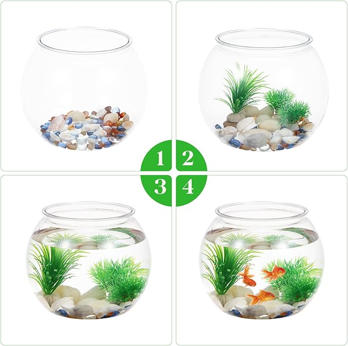 Goldfish Bowl Plastic Fish Bowl Clear Small Fish Tank Transparent Aquarium Hydroponic Planter for Living Room Home Office Table Decor