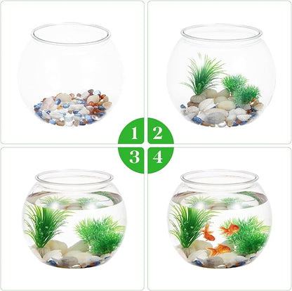 Goldfish Bowl Plastic Fish Bowl Clear Small Fish Tank Transparent Aquarium Hydroponic Planter for Living Room Home Office Table Decor