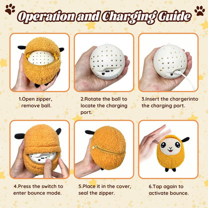 Interactive Moving Dog Toys, 2025 Upgraded Jumping Squeaky Moving Dog Ball, Rechargeable Plush Chew Toys for Small/Medium/Large Dogs to Keep Them Busy (Sheep)