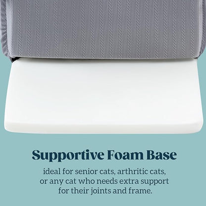 Cat Houses for Indoor Cats - Large Cat Cave Bed with Removable Support Foam and Washable 2-Side Mat - Covered Cat Bed for Cat Hideaway - Enclosed Cat Hideout for Kitten and Small Pet, Grey