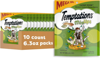 Temptations MixUps Catnip Fever Flavor Crunchy and Soft Cat Treats, 6.3 oz. Pouch (Pack of 10)