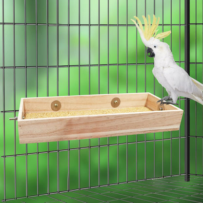 Bird Feeding Cups, Natural Wooden Parrot Perch Stand, Birds Food Dish, Parakeets Feeder Bowl, Cage Accessories for Small Animals Rat Hamster Guinea Pig Chinchillas Budgies Cockatiels Love Birds