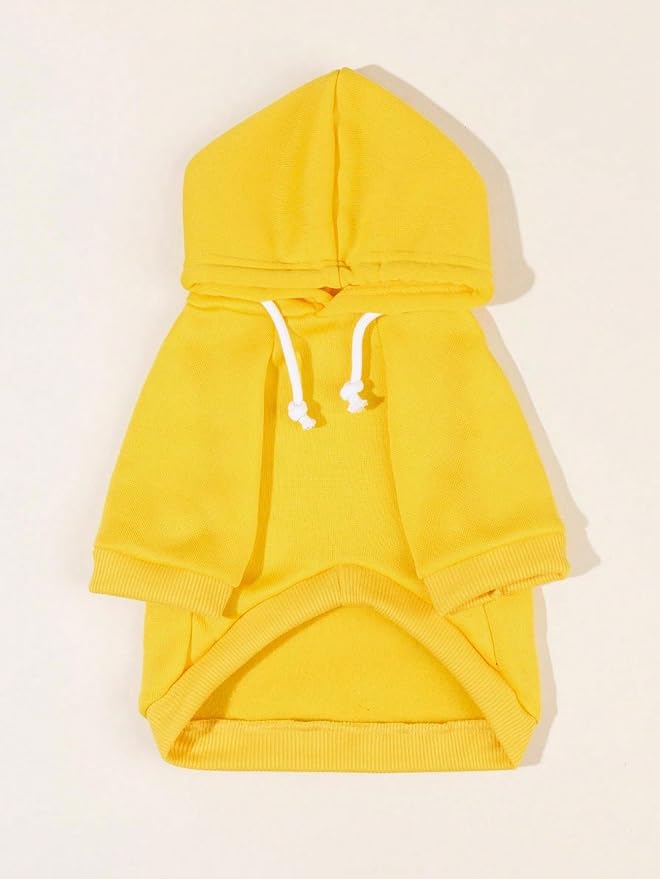 QWINEE Basic Dog Hoodie Sweatshirt Puppy Sweater Warm Cat Costumes Pet Clothes for Chihuahua Puppy Kitten Small Medium Dogs Yellow Large