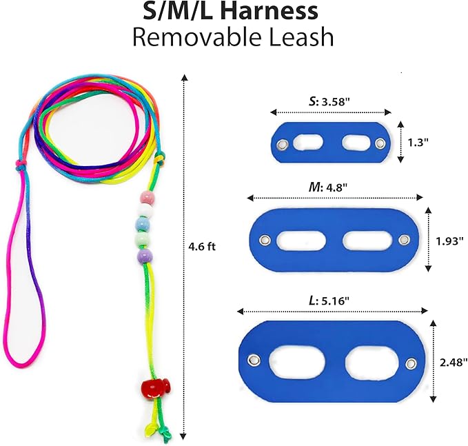 AIITLE Multi-Size Bearded Dragon Leash - Comfortable Adjustable Harness for Reptiles & Small Animals (Outdoor Walks, Pet Events), Blue