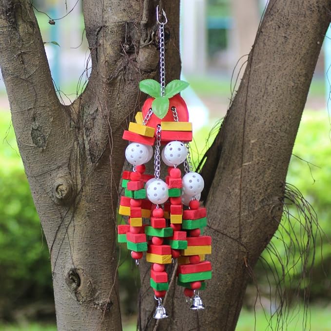 Bird Chewing Toy Large Medium Parrot Cage Bite Toys African Grey Macaws Cockatoos Eclectus Amazon (Apple-22inch)