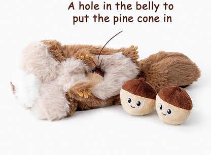 Hollypet Squeaky Dog Toy, Interactive Plush Hide and Seek Dog Toys for Small Medium Sized Dogs and Non-Aggressive Chewers, Puppy Teeth Clean Chew Toys, Pine Cone