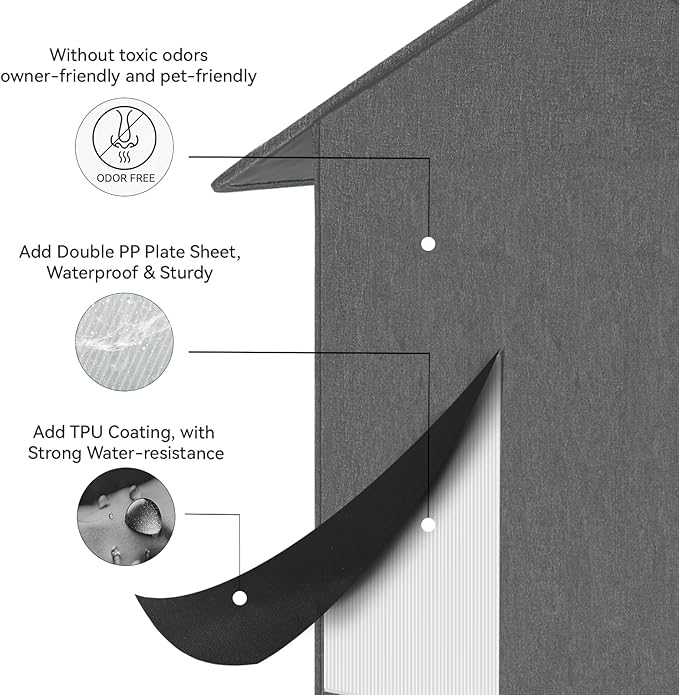 Outdoor Cat House, Cat Shelter Feral Pet Outside Waterproof Cat House for Outdoor/Indoor Cats, Insulated Cat Bed for All Seasons with Cozy Cushion, Easy to Assemble, Grey