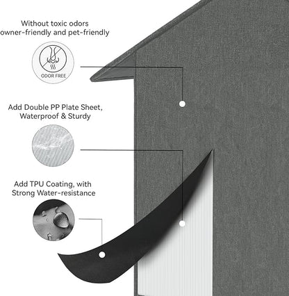 Outdoor Cat House, Cat Shelter Feral Pet Outside Waterproof Cat House for Outdoor/Indoor Cats, Insulated Cat Bed for All Seasons with Cozy Cushion, Easy to Assemble, Grey