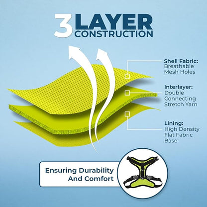 Voyager Step-in Lock Adjustable Cat Harness w. Cat Leash Combo Set with Neoprene Handle 5ft - Supports Small, Medium and Large Breed Cats by Best Pet Supplies - Lime Green/Black Trim, XXS