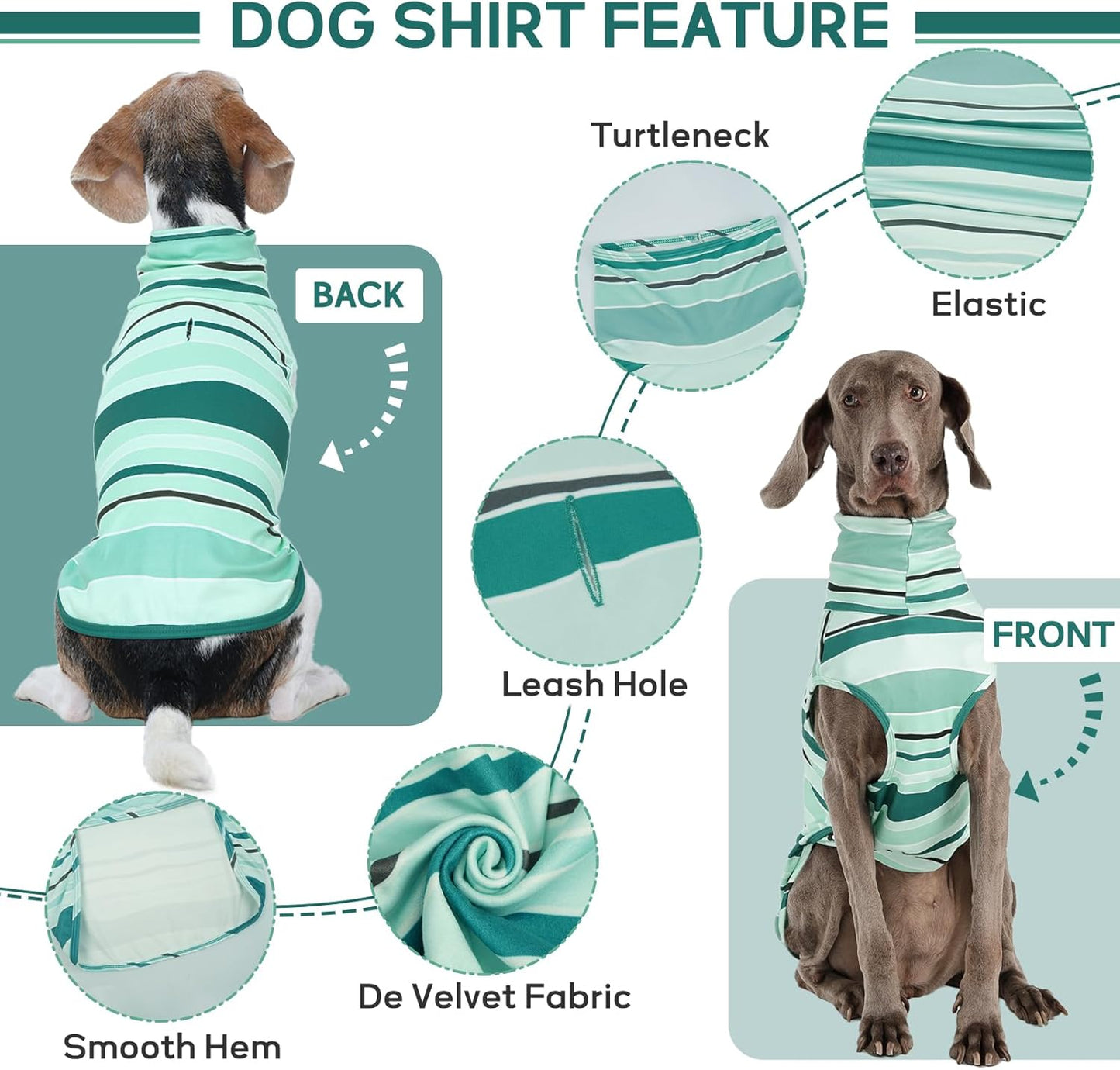 ROZKITCH Fleece Dog Pjs for Medium Dogs Boy, Cozy Stretchy Turtleneck Jumper with Leash Hole for Winter Spring Autumn, Machine Washable Pet Clothes for Indoor & Outdoor BlueStripe L