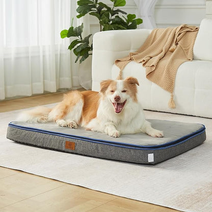 Memory Foam XL Dog Bed - 4” Thick Orthopedic Beds for Extra Large Dogs - Waterproof Dog Bed with Removable Washable Cover & Wrap-Around Zipper - Ultimate Comfort and Easy Maintenance