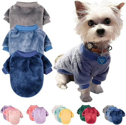 FabriCastle Small Dog Sweater, 3-Pack Dog & Cat Clothes, Soft and Warm Pet Jackets XXS XS S for Small Dogs Male & Girl, Winter Pet Apparel Costumes, Puppy Outfits (Grey,Blue,Dark Blue, Medium)
