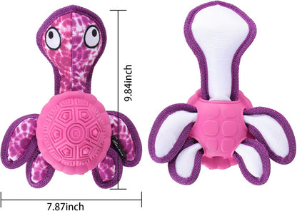 Dog Chew Toys,Puppy Teeth Chew Toys Durable Rubber Material Turtle Shape Dog Toys with 2 Tennis Ball (Red)