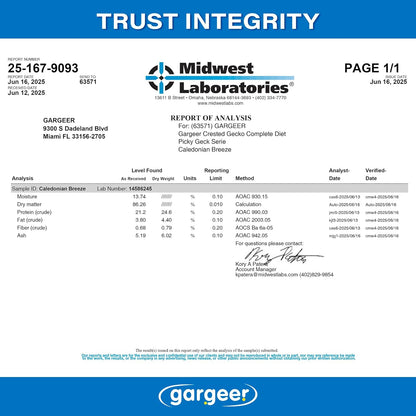 'Picky Geck' Caledonian Breeze - Premium Crested Gecko Food | Tropical Fruit Formula for Digestion & Eye Support | No Fillers - Only Premium Ingredients | 2oz | Made in USA. Enjoy !