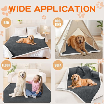 Smiry Waterproof Blanket Throw for Large Dogs, Soft Reversible Dog Blanket for Sofa Couch Bed, Washable Leakproof Sherpa Fleece Furniture Couch Cover Protector(40"x60", Dark Grey/White)