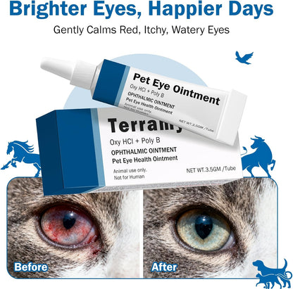 Pet Health Eye Ointment for Cats, Dogs, Cattle, Sheep, Horses, Birds and Puppies, Kitten - 1 Tube 3.5g(1/8oz)