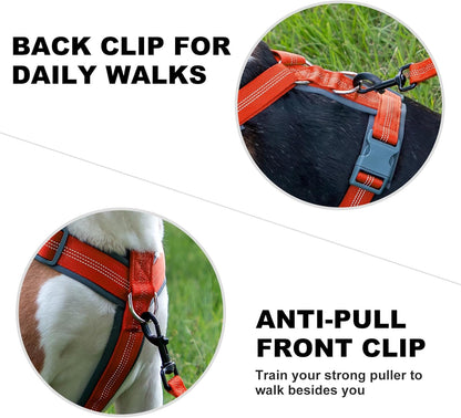 Plutus Pet No Pull Dog Harness, Adjustable Nylon Harness with Soft Padding, Reflective and Heavy Duty Dog Harness for Small, Medium, Large Dogs(Orange, S)