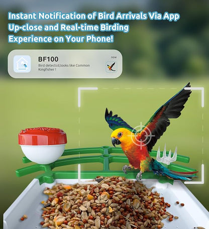 Bird Feeder with Camera, 2K HD AI Smart Identify BirdSpecies Video Camera with Solar Panel Outdoors Birdhouse with Cam, Instant Arrival Alerts, Capture BirdVideo Ideal Present for Bird Lover