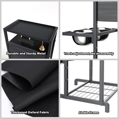 Elevated Dog Bowls, Height Adjustable Raised Dog Bowl Stand (4.5'' to 12''), Organizer Bowl Holder for Large Medium Dogs