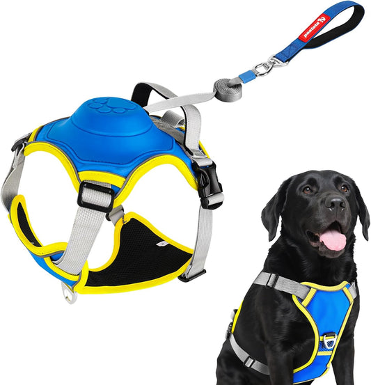 No Pull Dog Harness, 2 in 1 Retractable Harness with Auto-Lock, Reflective Breathable Mesh and Handle, Adjustable Leash Set for Small, Medium,Large Dogs,Cats (Color 2, L)