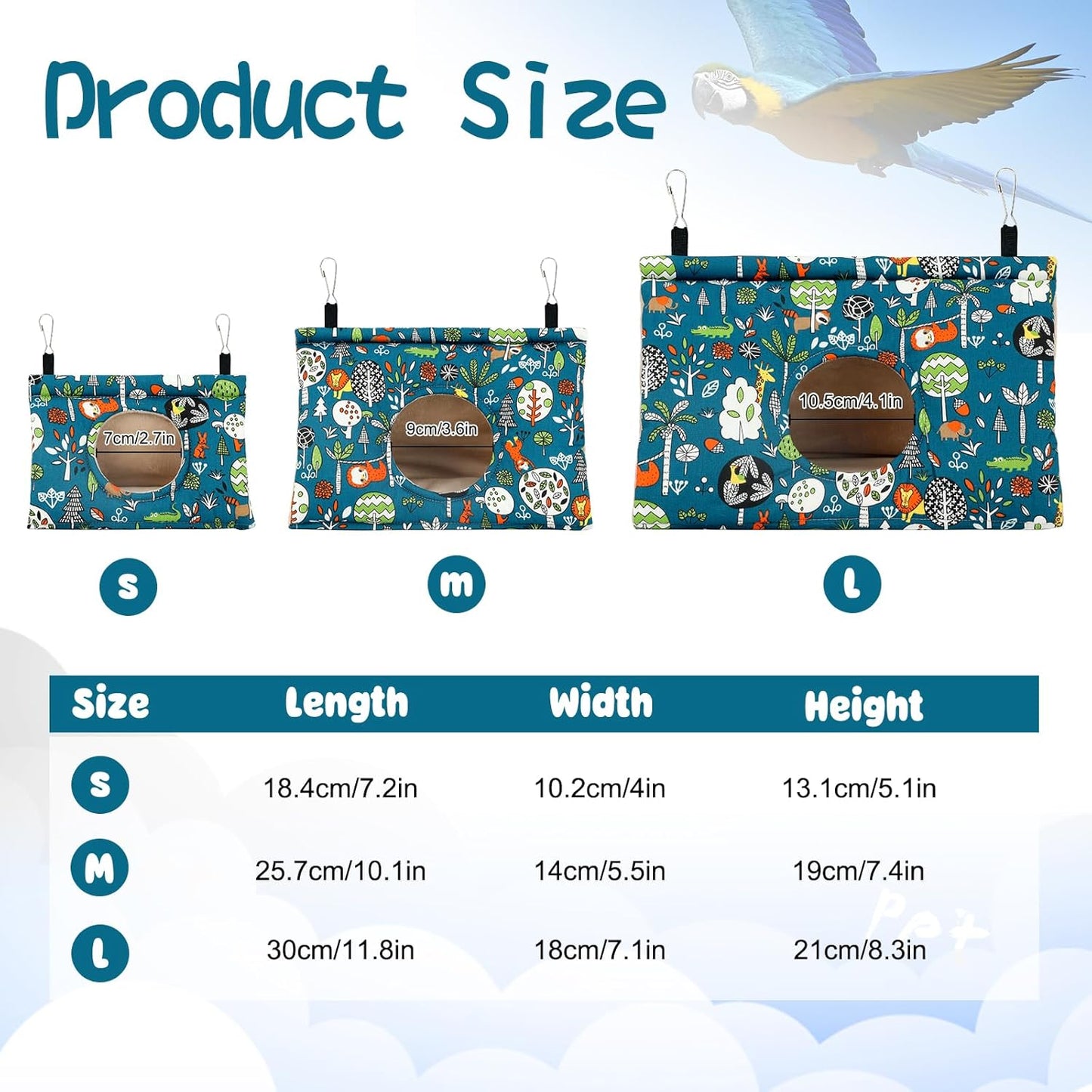 Rypet Winter Warm Bird Nest House - Hanging Hammock Velvet Shed Hut Cage Plush Fluffy Birds Hideaway Sleeping Bed Fuzzy for Parrot Parakeet Cockatiels Budgies Lovebird Small（Blue）