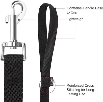 AMAGOOD 6 FT Puppy/Dog Leash, Strong and Durable Traditional Style Leash with Easy to Use Collar Hook, Great for Small, Medium and Large Dogs (1 in x 6 ft(Pack of 1), Black)