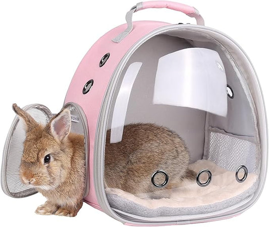 Portable Rabbit Backpack Carrier Space Capsule Bubble Window Pet Carrier Cage Travel for Bunny, Bearded Dragon, Squirrel, Tortoise, Bird, Lizard, Sugar Glider