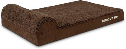 The Dog’s Bed Orthopedic Headrest Dog Bed Large Brown, Memory Foam, Pain Relief for Arthritis, Hip & Elbow Dysplasia, Post Surgery, Lameness, Waterproof Washable Cover