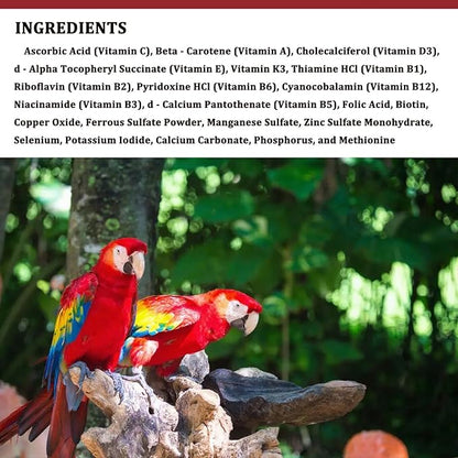 Bird Vitamins & Minerals Supplement – 5oz-Complete Nutrition for Parrots, Cockatiels & Small Birds