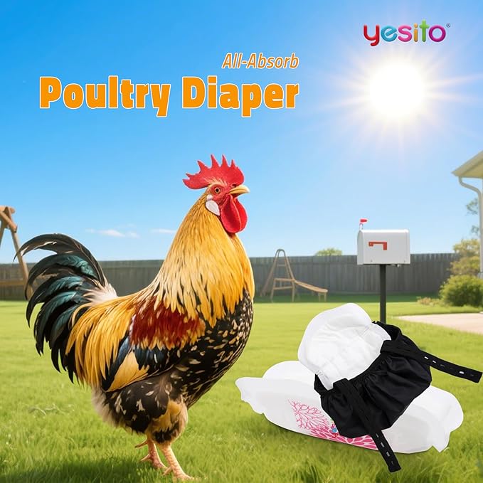 Adjustable Chicken Harness Diaper (5.4ft Leash) – Breathable & Washable Secure Training for Hens, Ducks & Chicks | Outdoor Walking & Discipline Solution