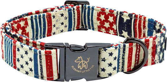 Elegant little tail Independence Day Dog Collar, Holiday Pet Collar Patriotic Dog Durable Dog Collars Girl or Boy Soft Pet Gift Adjustable Dog Collar for Small Medium Large Dogs