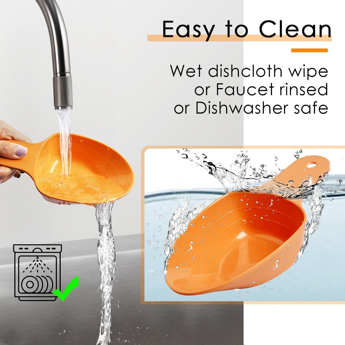 Dog Food Scoop-Melamine Pet Food Measuring Cup - 1 Cup 1/2 Cup 1/4 Cup Dog Cat Bird and Rabbit Food Feeding Scoop Dishwasher Safe - Orange