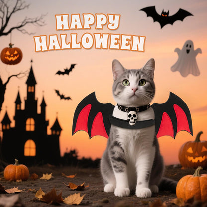 Byhoo Halloween Cat Bat Wings Costume-Sturdy Shape Without Collapsing, Essential for Halloween, Fits Kitten，Adult Cat & Small Dog