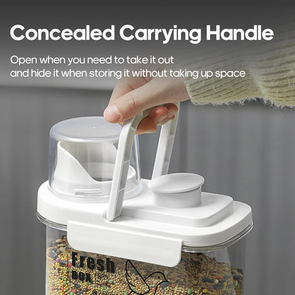 1.7 Qt/1.6 L Bird Seed Storage Container with Lids Airtight Measuring Cup, Bird Seed Dispenser Pet Food Container Are Used to Store Bird Food, Chicken Feed BPA Free (1.6L, White)