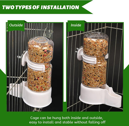 2 Pcs Automatic Bird Feeder and Drinker Set, Hanging Bird Food Bowl, Suitable for Parrots, Cockatiels, Budgies, Rats, Hamsters