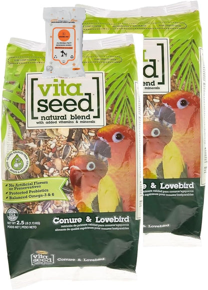 Aurora Pet Bundle (2) Higgins Vita Seed Conure & Lovebird Bird Food (2.5 lb Each) with AuroraPet Wipes