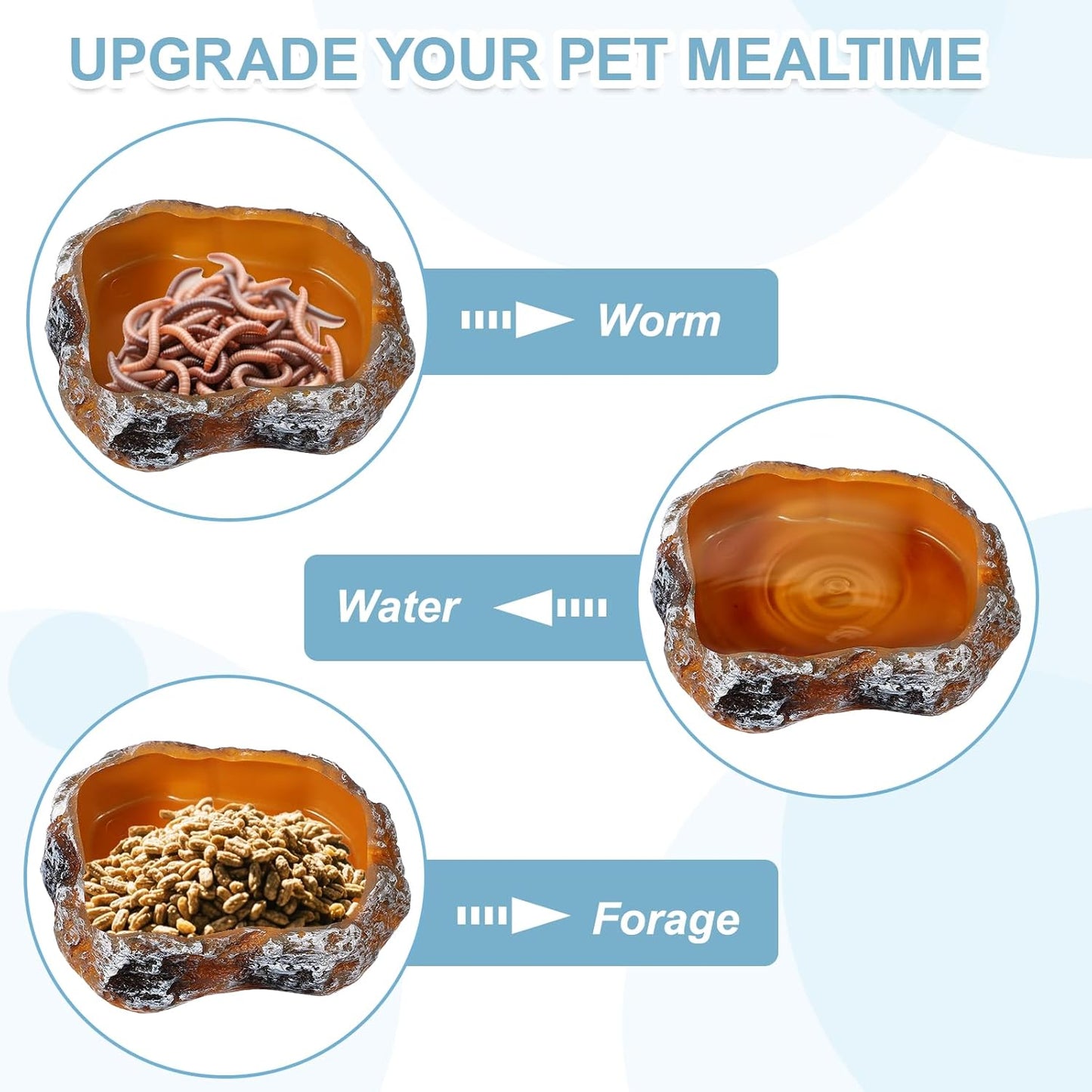 Reptile Food Bowl, Reptile Feeding Dish Corner Bowl Water Resin Rock Worm Feeder Dish l (8.7 in, Orange), Intended for Lizards/o/Scaled Pet/Leopard o/Spiders