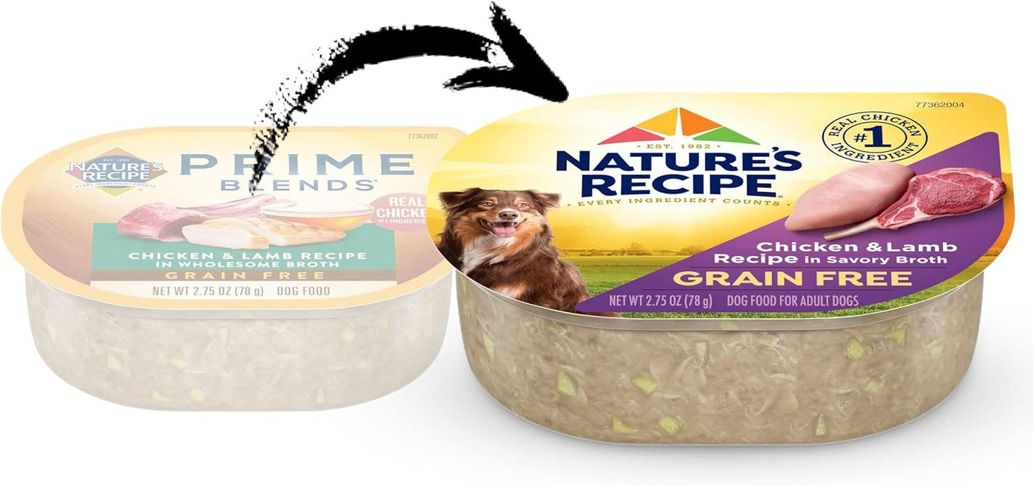 Nature's Recipe Grain Free Chicken & Lamb Recipe in Savory Broth Wet Dog Food, 2.75 oz. Cup, 12 Count