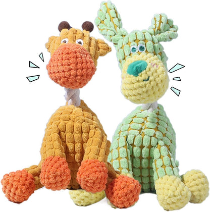 2025 New Dog Toys, Indestructible Plush Dog Toy, Dogs Toys for Aggressive Chewers, Dogs Squeaky Chew Toy for Indoor Pups Teething (Orange+Green)