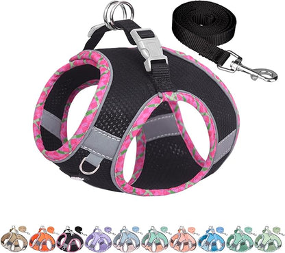AIITLE Tiny Dog Harness - Lightweight Mesh Step-in Vest for Puppy, Reflective & Escape-Proof Design with High-Stick Magic Tape - Indoor/Outdoor Use for Chihuahua, Maltese, Shih Tzu(Black, XXXS)