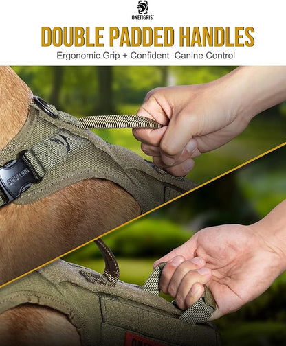 OneTigris Tactical Large Dog Harness, 5X Metal Buckled No Pull Service Dog Harness Vest with Hook & Loop Panels, Military Heavy Duty Dog Vest for Walking Hiking Training